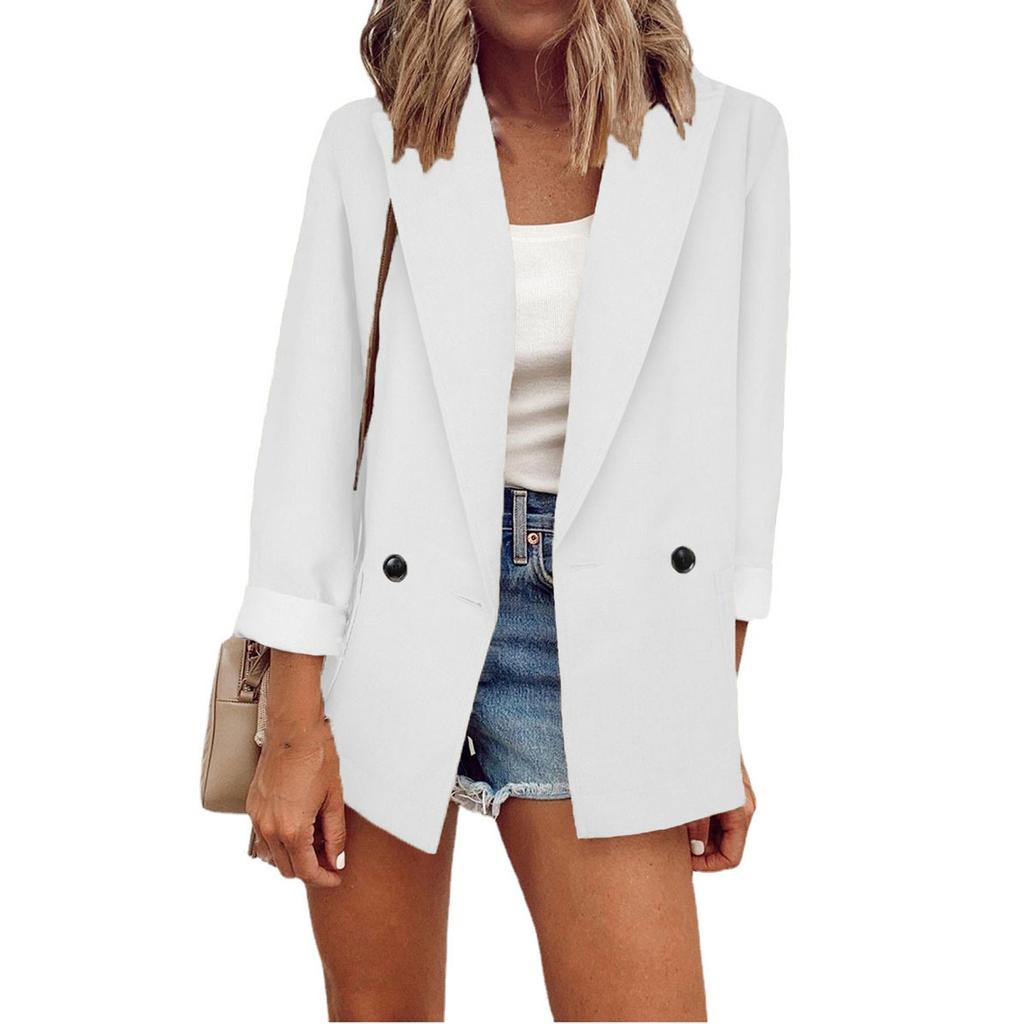 Women's Color Casual Long Sleeve Cardigan Pocket Casual Jacket Suit Jacket