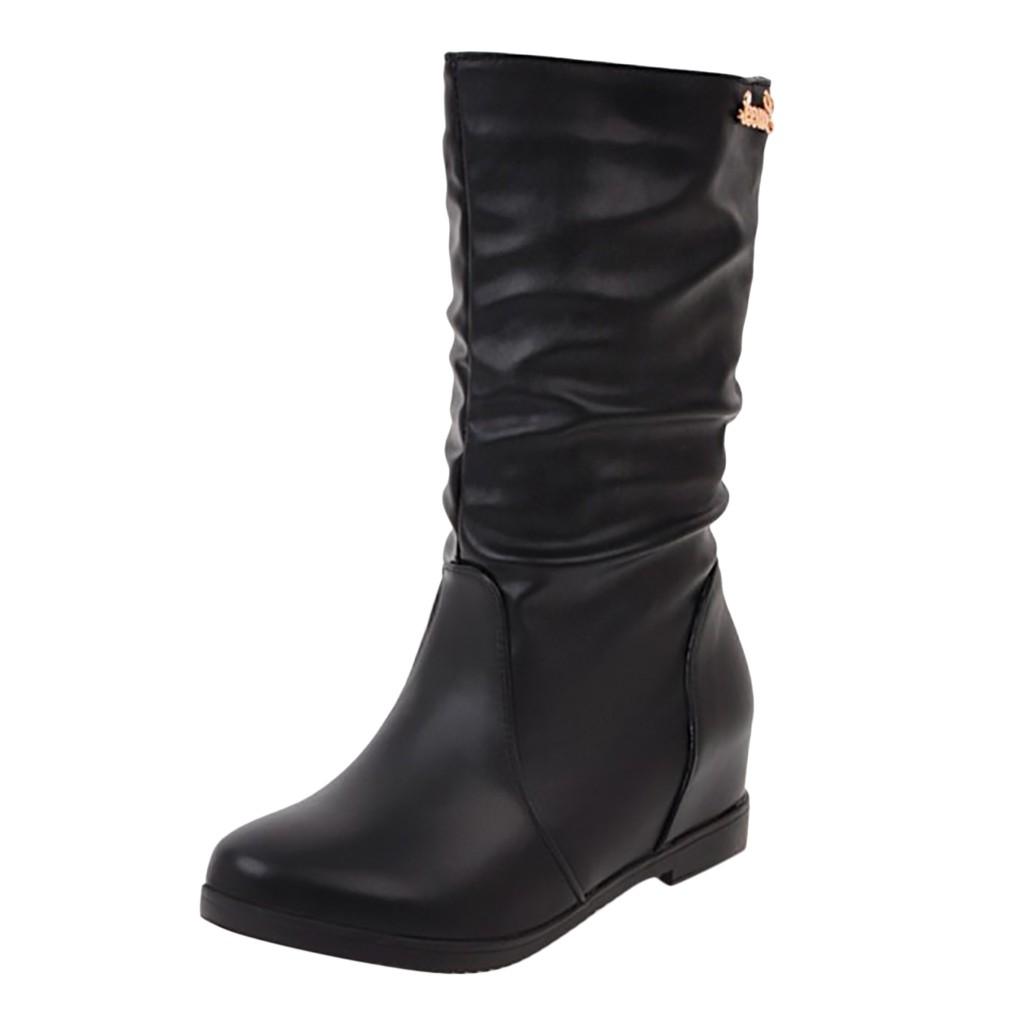 Women Fashion Increase Within Boot Student Rhinestone Hollow Large Size Boots