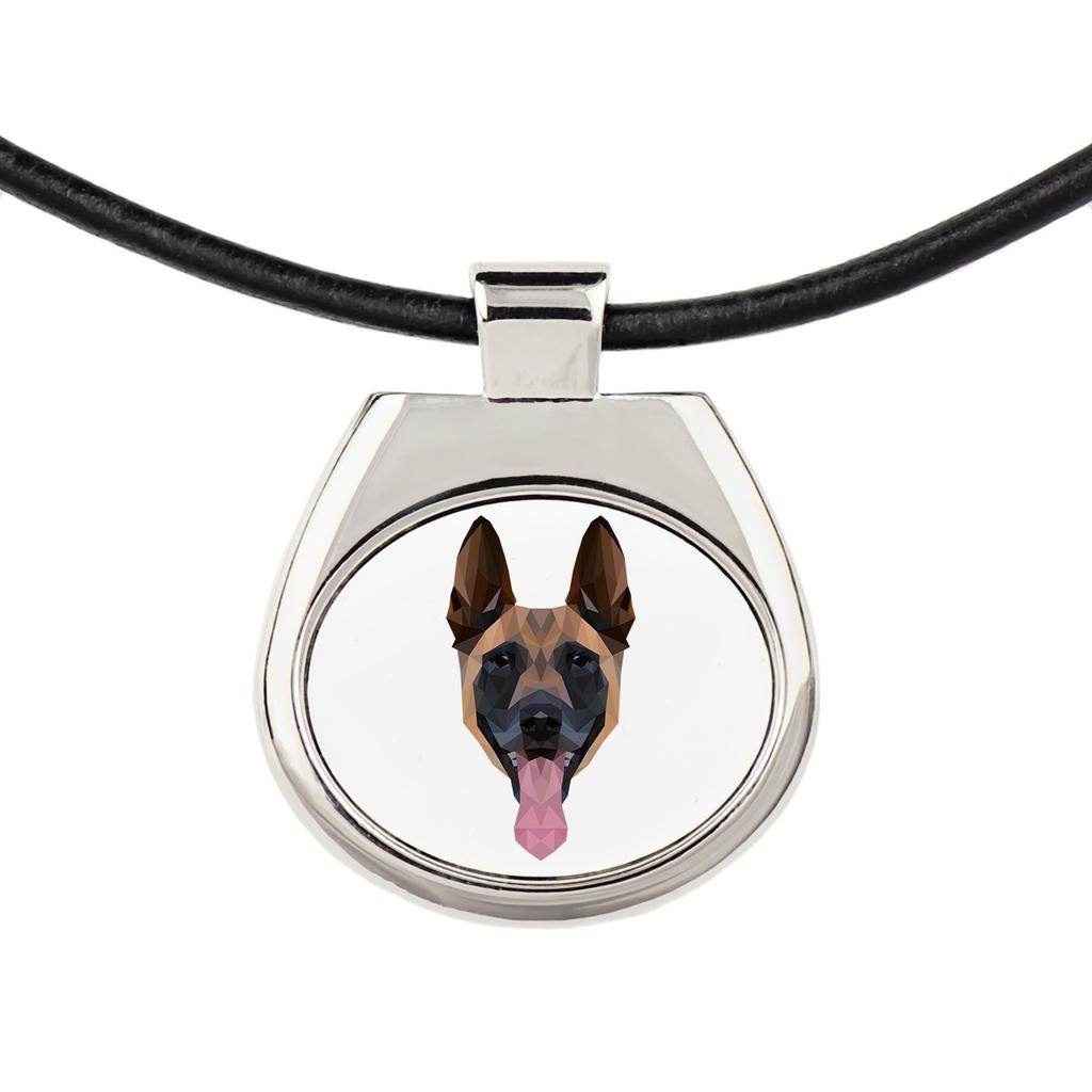 Malinois Owczarek Belgijski -Naszyjnik Ze Zdjęciem I Napisem Geometryczny Marki Art-Dog