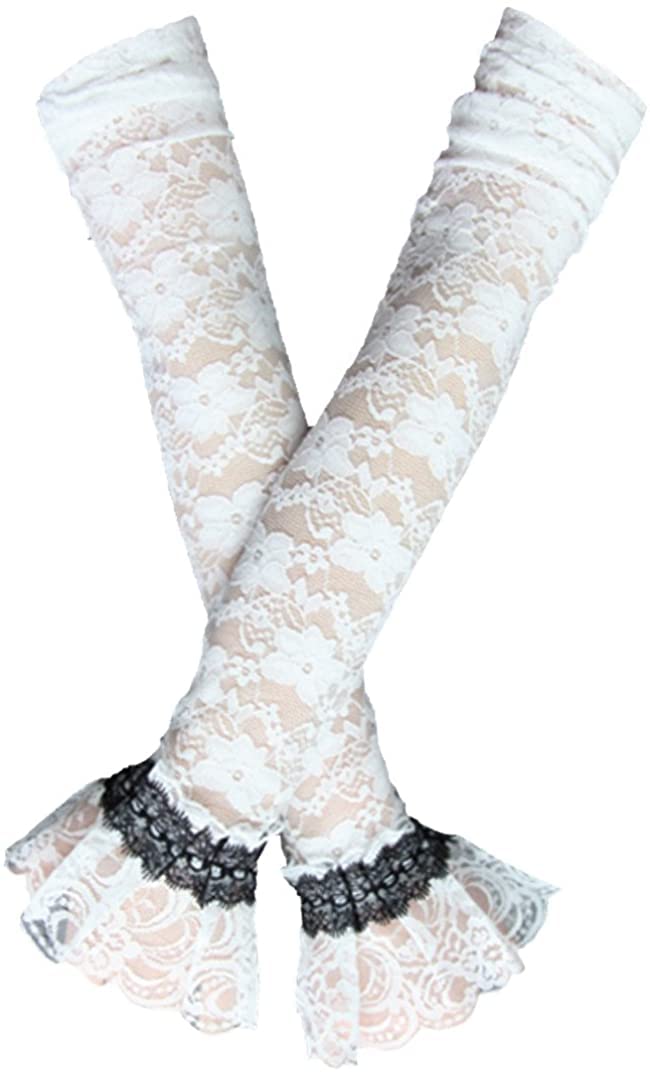

Цветочное кружево Нарукавники Перчатки Готическая Лолита Рюши Манжеты Рукава Принцессы Без пальцев Кондиционирование Защита от УФ [Laquest] Женские (Л, Белый) белый
