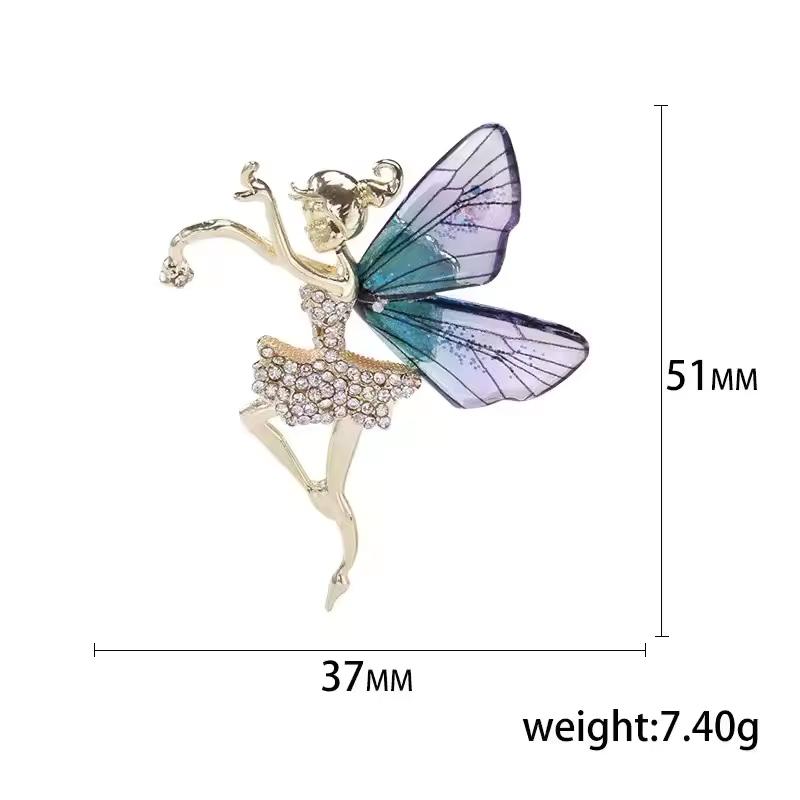 Beauty Dancer Girls Brooches For Women Elegant Angel Wings Fairy Butterfly Rhinestone Clothing Wedding Jewelry Accessories