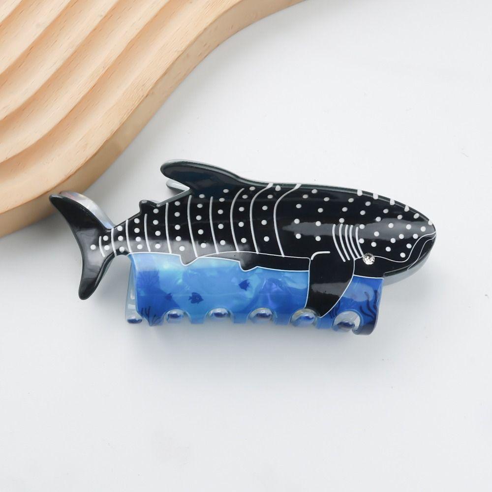 Whale Dolphin Hair Clip Blue Sea Creature Animal Hair Claw Creative   Girl