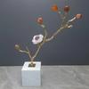 Natural Crystal Flower Metal Tree Golden Branches Crystal Sculpture Metal Figurine Marble Home Decoration Accessories