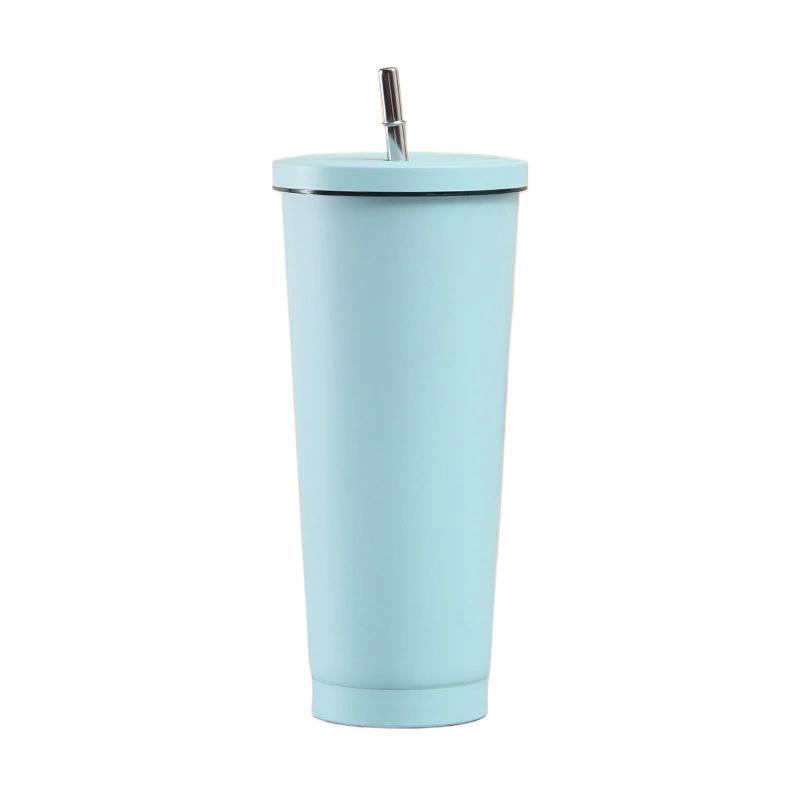 1Pc 500ml Outdoors 750ml In-vehicle Insulated Cup Winter Stainless Steel Coffee Cup Straw