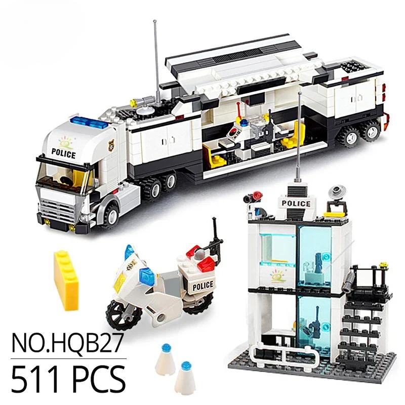 60141 City Polizeistation Bausteine Gefangenentransporter Hubschrauber Boot mit Polizisten Konstruktionsbausteine Spielzeug für Kinder