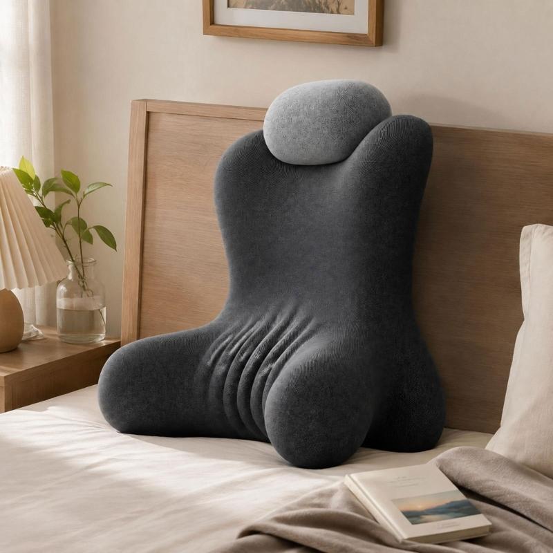 Reading Pillow for Sitting Rest, Supportive Backrest with Side , Detachable Headrest and Side Pockets Use
