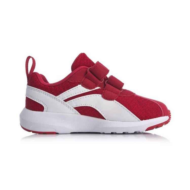 Li Ning Kids Sports Lifestyle Series Velcro Non-Slip Wear-Resistant Breathable Low-Top Running Shoes Kids Running Shoes White Red YKAP148-15