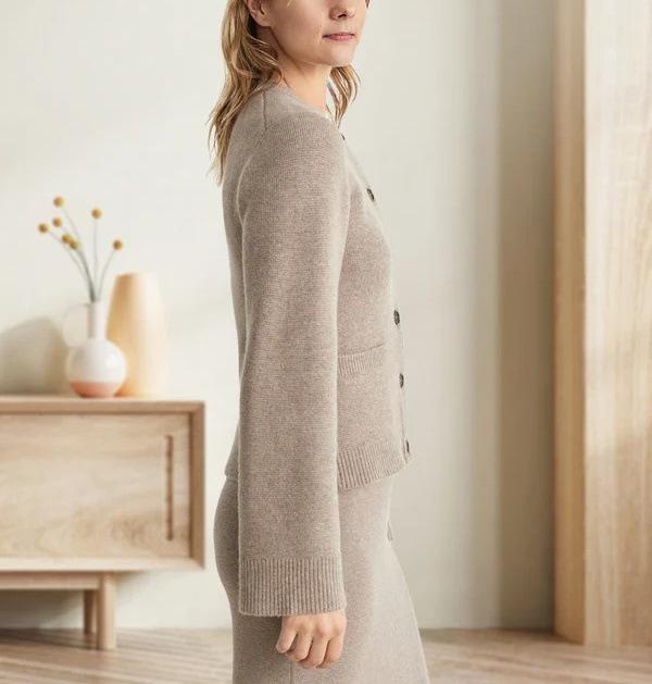 

Women s European & American Soft Knit Cardigan - Spring & Autumn Lazy Style Sweater L серо-коричневый