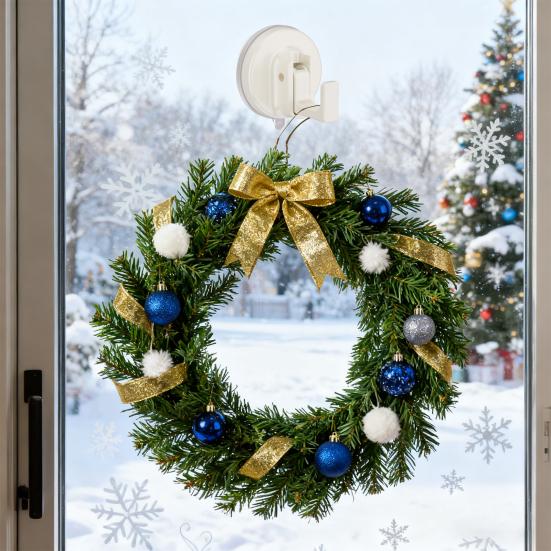 Suction Cup Hook No Drill Installation Clothes Hanger Front Door Wreath Hanger Bathroom Hook for Shower Towel Christmas Thanksgiving Garland