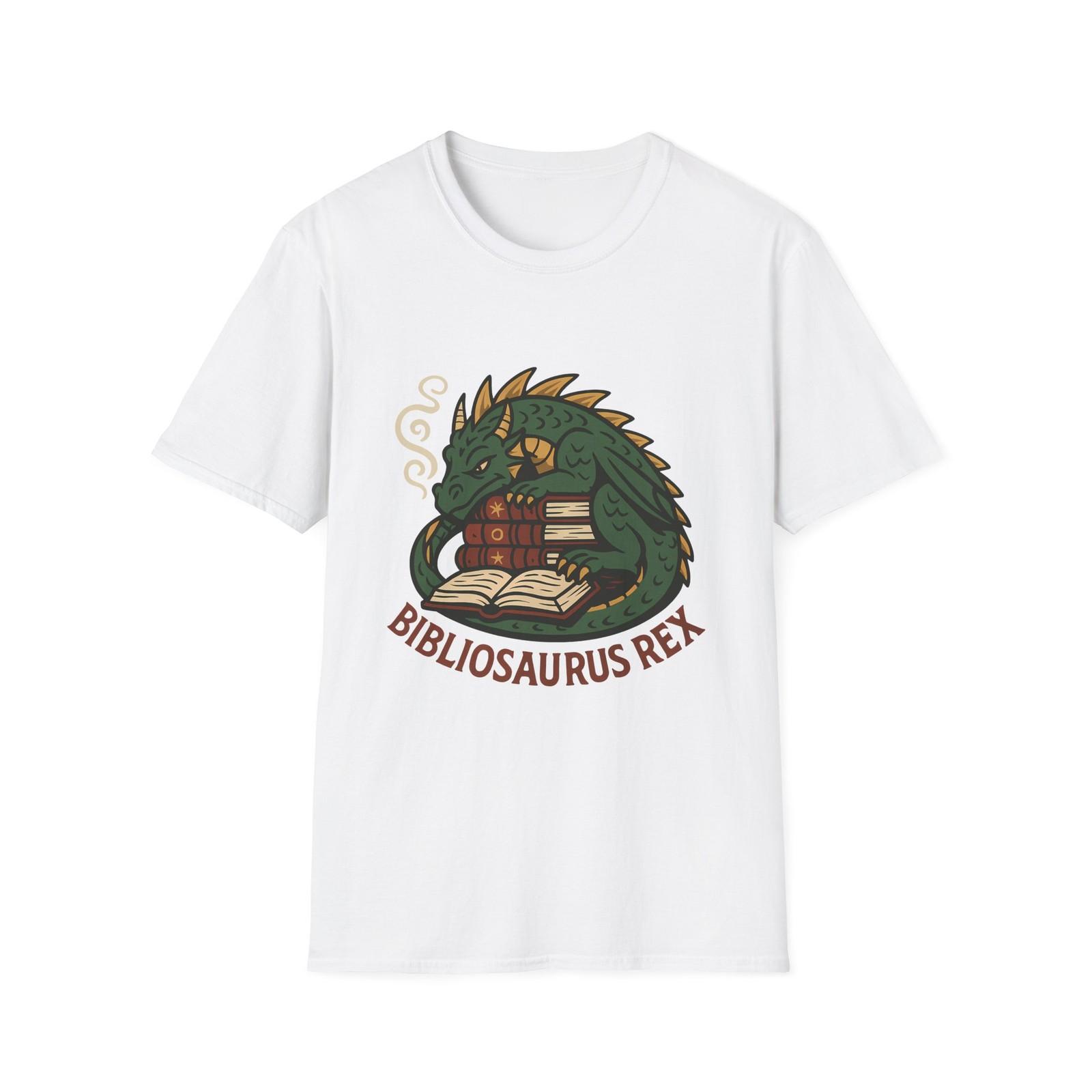 Unisex Softstyle T-Shirt Mens Womens Tees Top Whimsical Mythical Dragon Books Fantasy Magical Library L