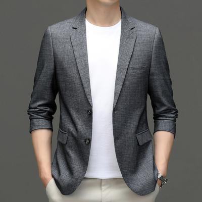 Suit Spring and Autumn Thin Men's Plaid Linen Suit Slim Trend Suit Casual Single Suit Jacket