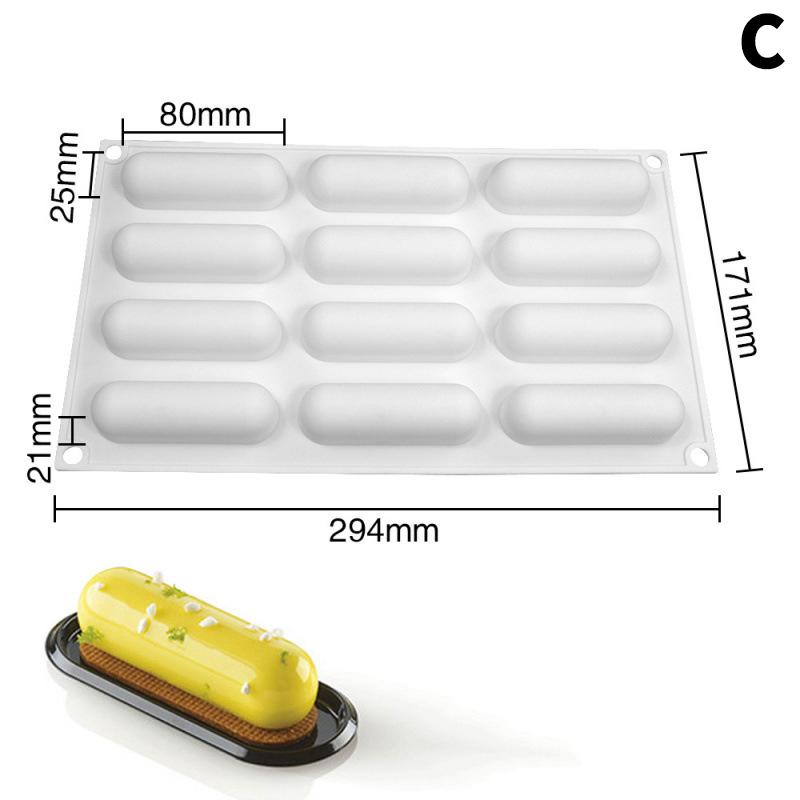 Oval Long Strip Mousse Cake Mold Silicone Pastry Mold For Sweets Cake Forms Tray Diy Homemade French Sweets Baking Mould