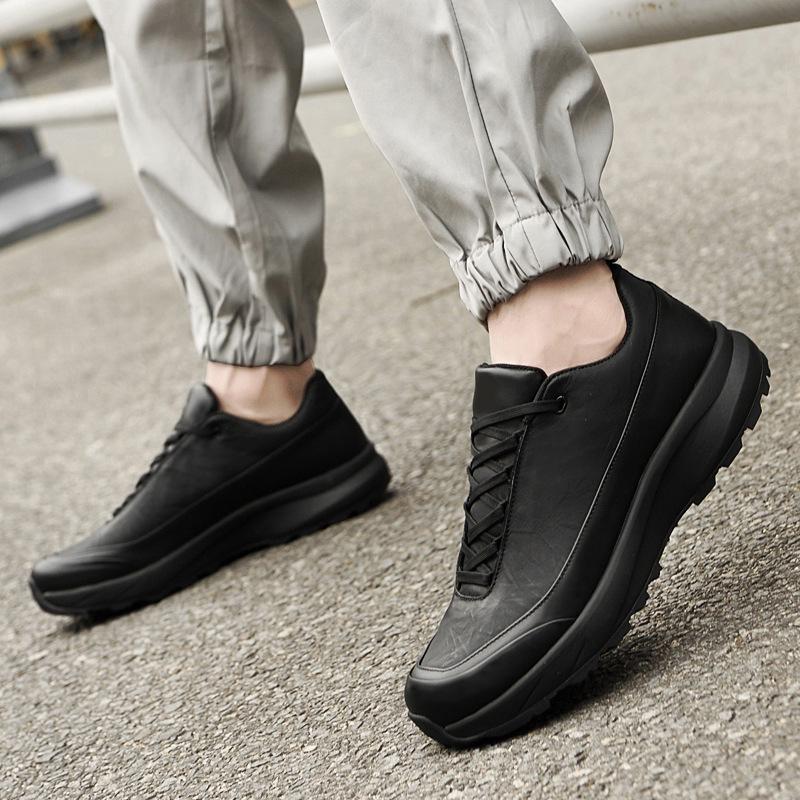 Men's Genuine Leather Low-Top Hiking Shoes - Spring/Autumn, Large Size Casual Sports Sneakers