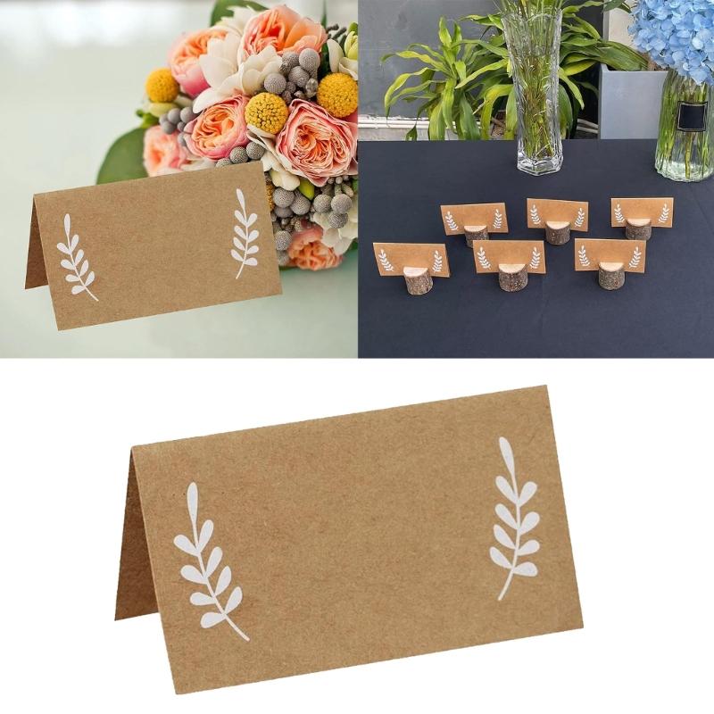 Set of 50 Premium Quality Thick Paper Seating Cards with Unique Leaf Design