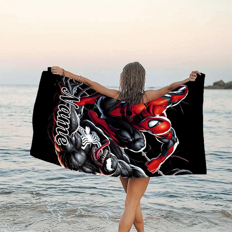 1pc Spider Man2 Beach Towel with Custom Name, Beach/Swimming/Bath/Picnic/Camping Towel, Suitable for Seaside Beaches