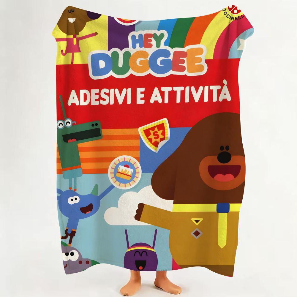 Cartoon Hey D-Duggee Throw Flannel Throw Blanket Suitable for Sofa Living Room Bedroom