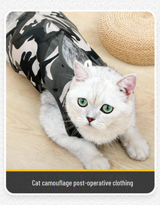 Breathable Cat Recovery Suit: Elastic, Anti-Lick Sterilization & Weaning Garment for Female Cats