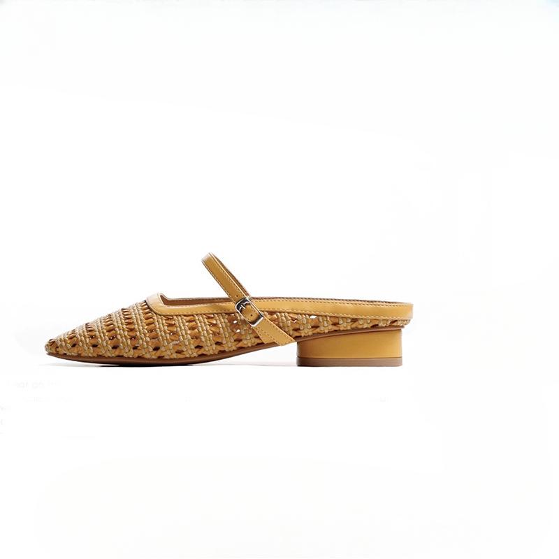 

Height-increasing Shoes Thick-heeled Hollowed-out Flip-flops Women s Outerwear Shoes 35 жовтий