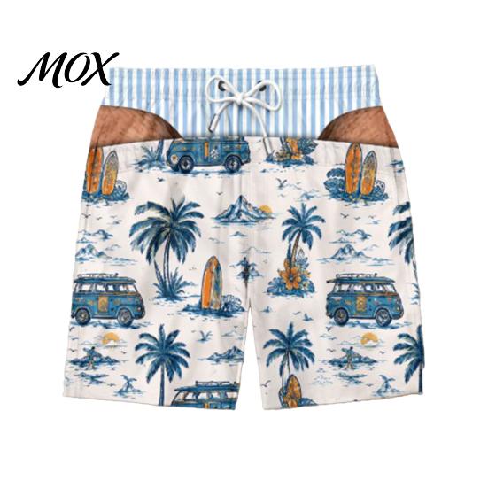 Comfortable Casual Summer Trunks Hairy Big Booty Shorts, Men USA Flag Beach Striped Butt Gag Gift Shorts Briefs Design, Funny Swim for Vacation