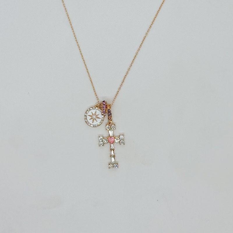 Novo colar de octagrama com vento frio e diamante rosa para mulheres, moda, alta sensibilidade, corrente para clavícula, estilo nicho de luxo leve, corrente para pescoço