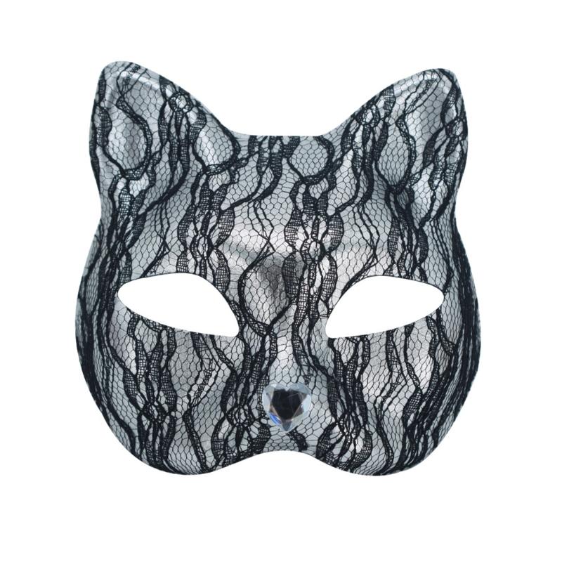 Elegant Cats Face Lace Snake Pattern Mask Costume Mask For Masquerades Ball Halloween Party And Cosplay