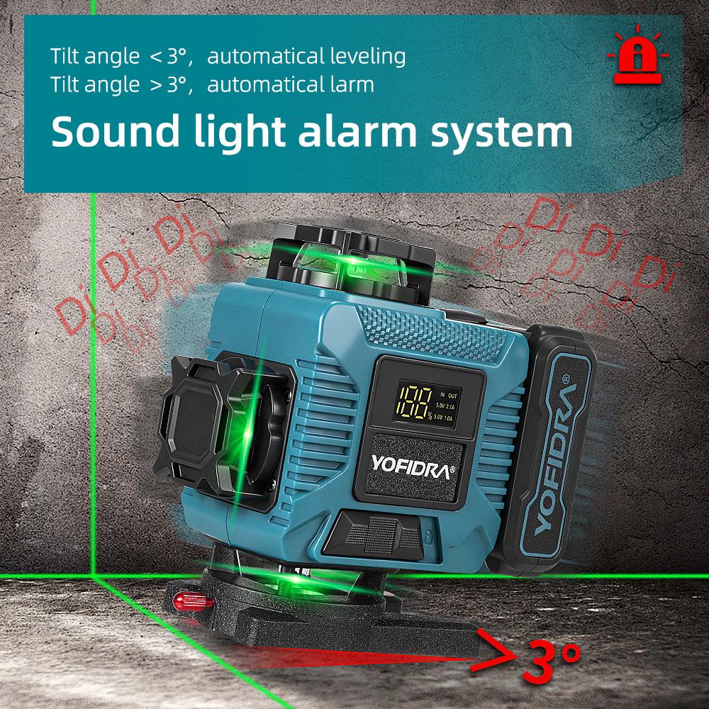 Yofidra 4D Professional Laser Level 16 Lines Horizontal And Vertical With APP Remote Control 360°Self-leveling Laser Levels