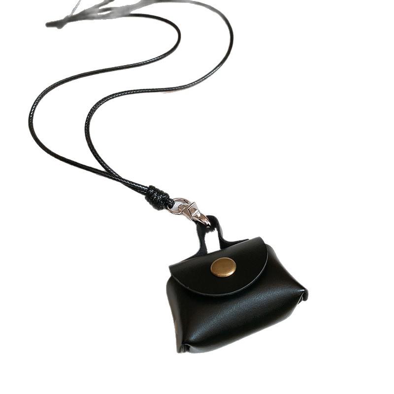 Luxury Korean Style Leather Coin & Earphone Bag Necklace with Clavicle Chain