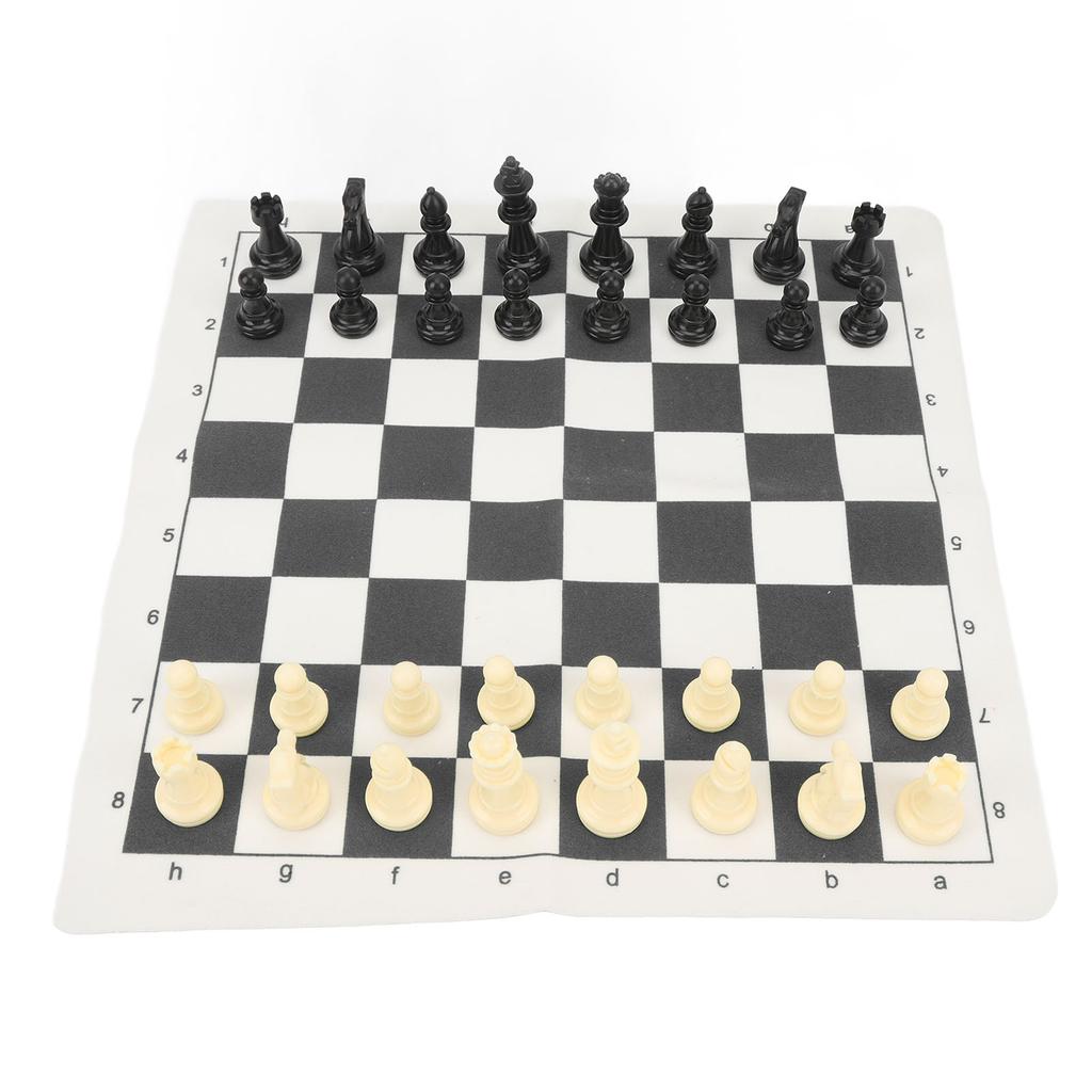Portable Chess Checkers Set Roll Up Chess Board Game with Handheld Zipper Storage Bag for