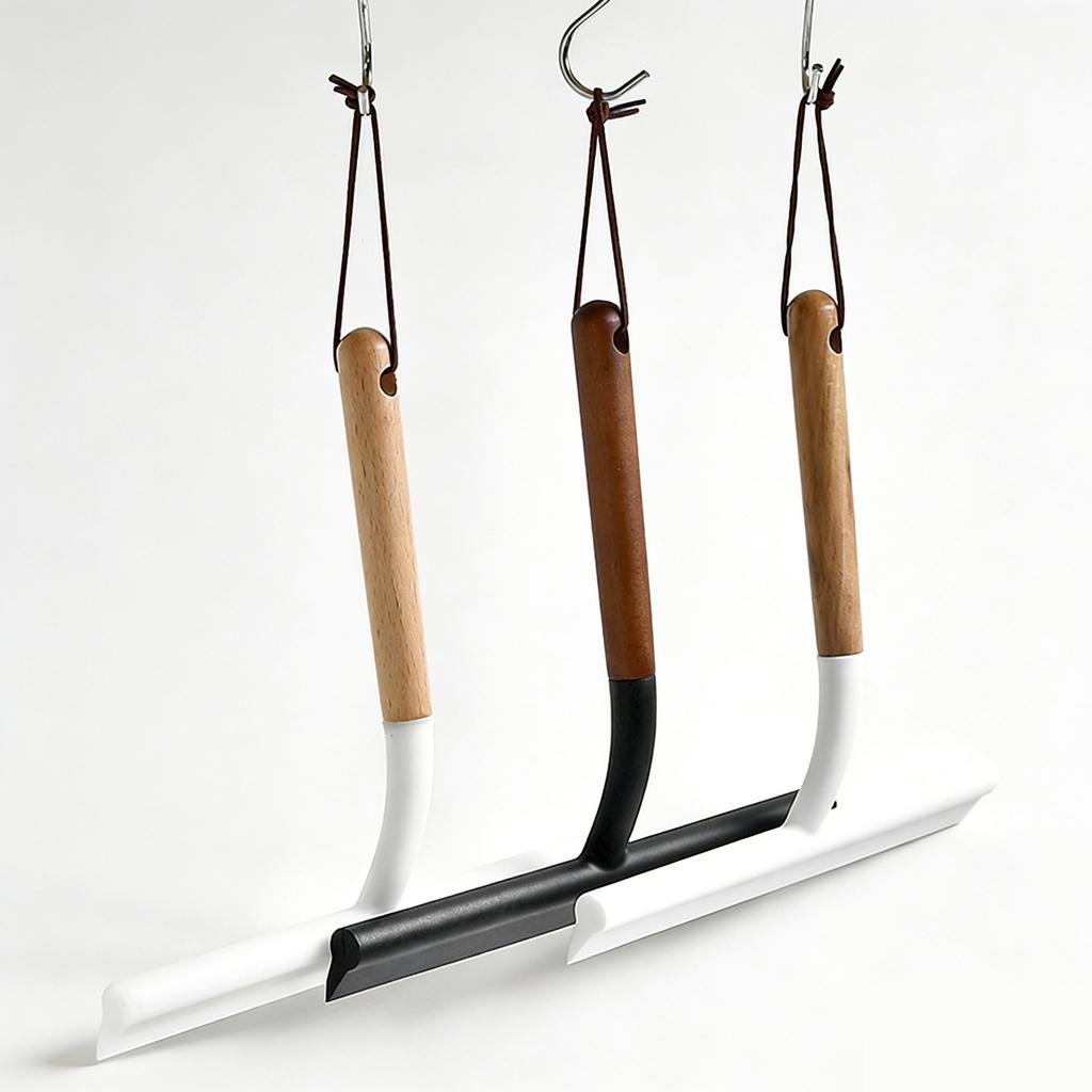 10'' INCH Shower Squeegee With Door Hook Window Wiper Wooden Handle Glass Car Household Hotel Cleaning Tools