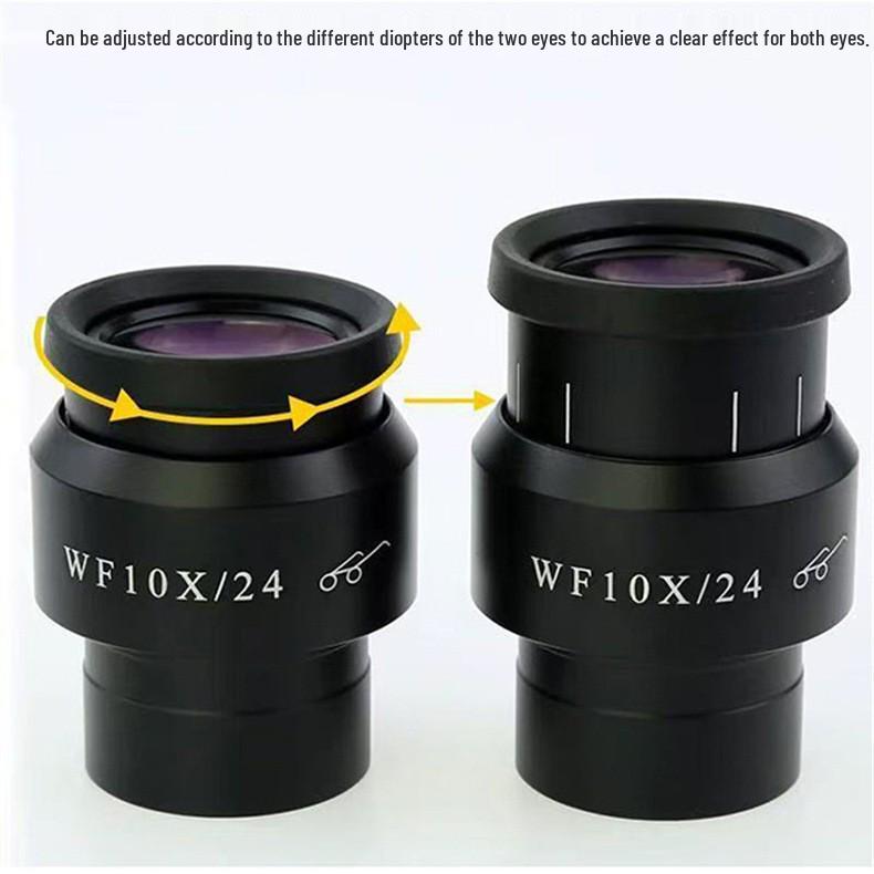 WF10X High Eyepoint Binocular Microscope, Adjustable Diopter, Wide-Angle Eyepiece, 24mm Field of View, 30mm Interface, Includes Eyecups.