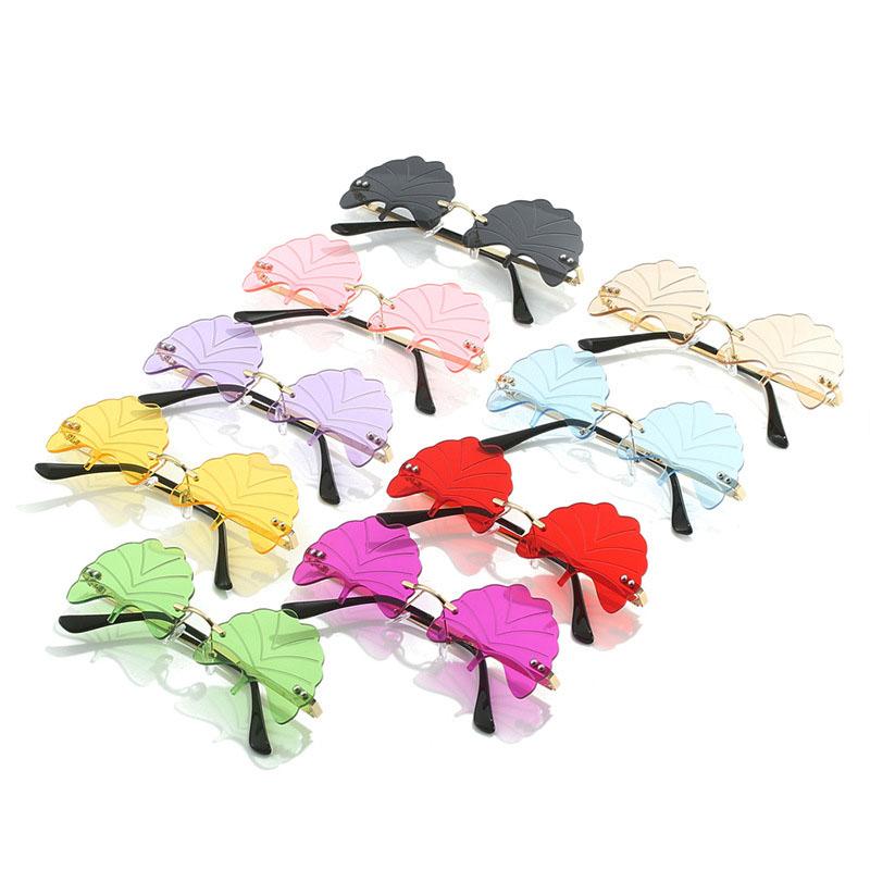 Leaf Shape Women Sunglasses Rimless Hip Hop Style New Stylish Sun Glasses Men European American Women's Sunglasses