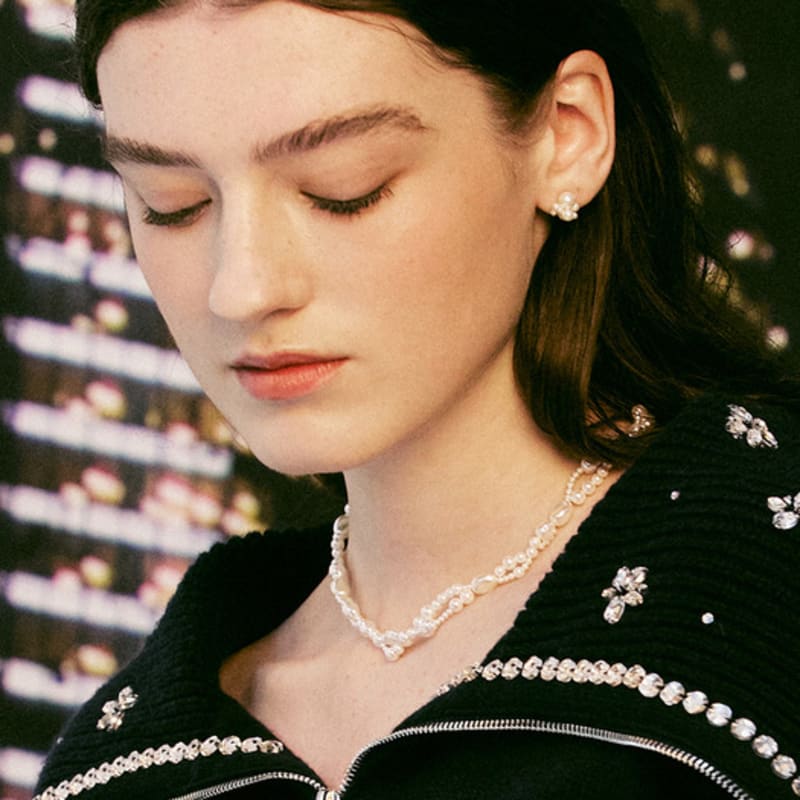 VINTAGE HOLLYWOOD Bubble Mix Pearl Necklace_VH249ONE006M