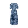 Jiuzi Anna Kou Romantic Holiday Ethnic Style Printed Folded Waist Dress for Women 2025 Summer New Style