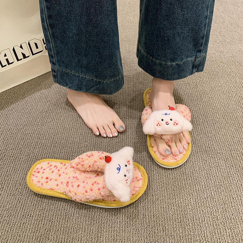 2025 autumn and winter new cute cartoon personalized home indoor floor mop casual warm toe slippers