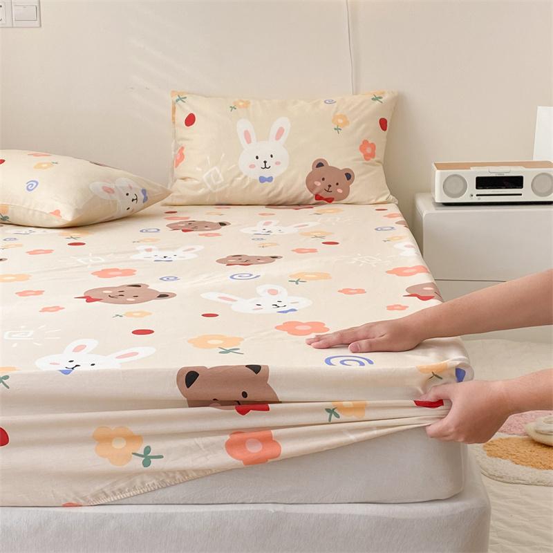 100% Cotton Fitted Sheet Cartoon Style Bed Cover Skin-friendly Bedsheets Single Size Bed Linen Sabanas Para Cama (No Pillowcase)