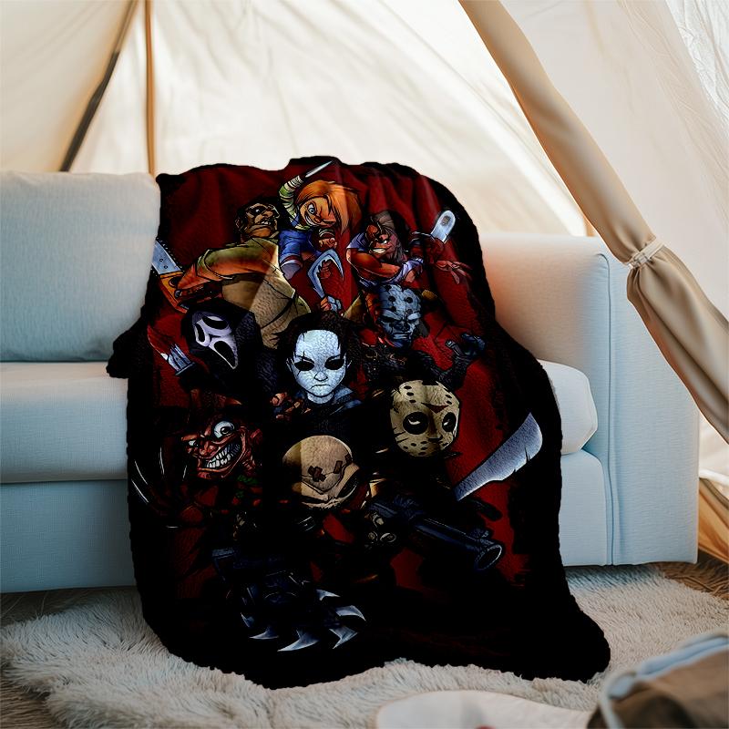 Halloween horror Theme Printed Blanket - Perfect for Couch, Bed, Travel & Outdoor Use | Machine Washable, Cozy & Durable.