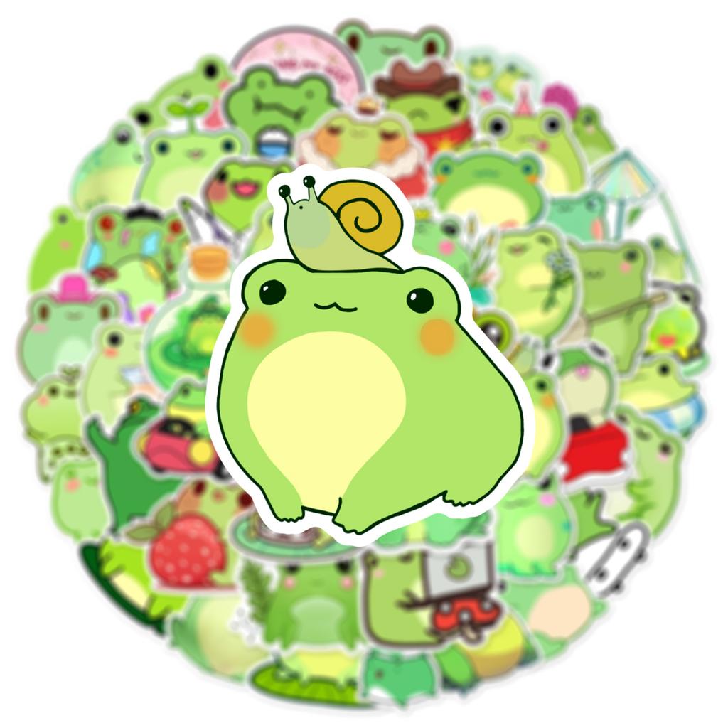 50Pcs Kawaii Frog Cartoon Graffiti Stickers Cute Animal Meme Decal Diy Luggage Laptop Phone Guitar Bike Skateboard Kid Toys
