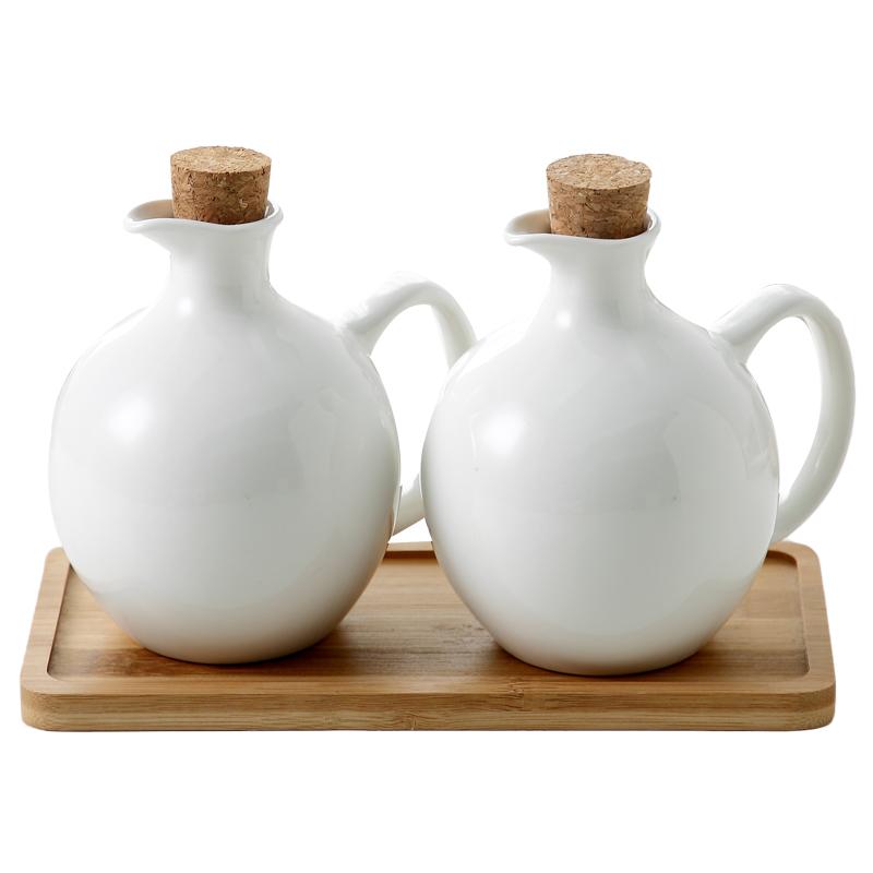 Household Ceramic Seasoning Jar Olive Oil Pot Vinegar Bottle Kitchen Utensils Porcelain Food Storage Container Soy Sauce Bottle