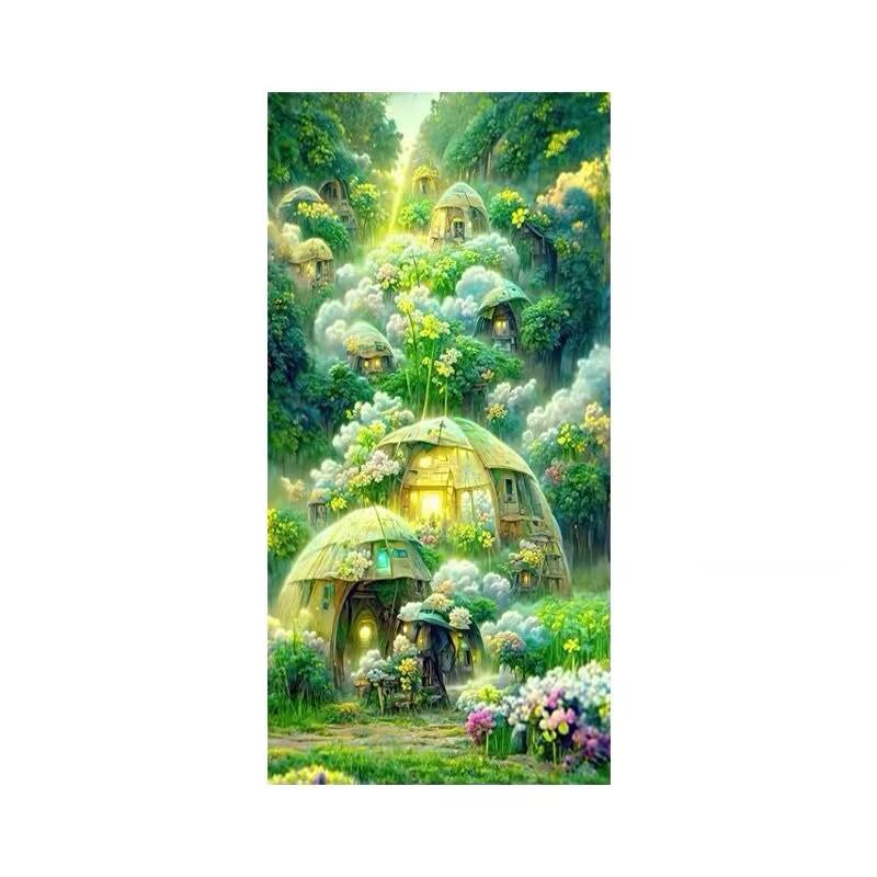 

5d Алмазная картина Полная вышивка крестом Алмазная мозаика Искусство Новый Сказочный Пейзаж Скандинавский Крыльцо Коридор Каменная Вышивка Ручная работа Вертикальная версия Сделай Сам 100-50CM белый