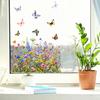 Non Adhesive Glass Cling Flowers And Butterflies Static Sticker, Floral Window Clings, Decorative Sticker for Home Storefront Decor Store Decoration,