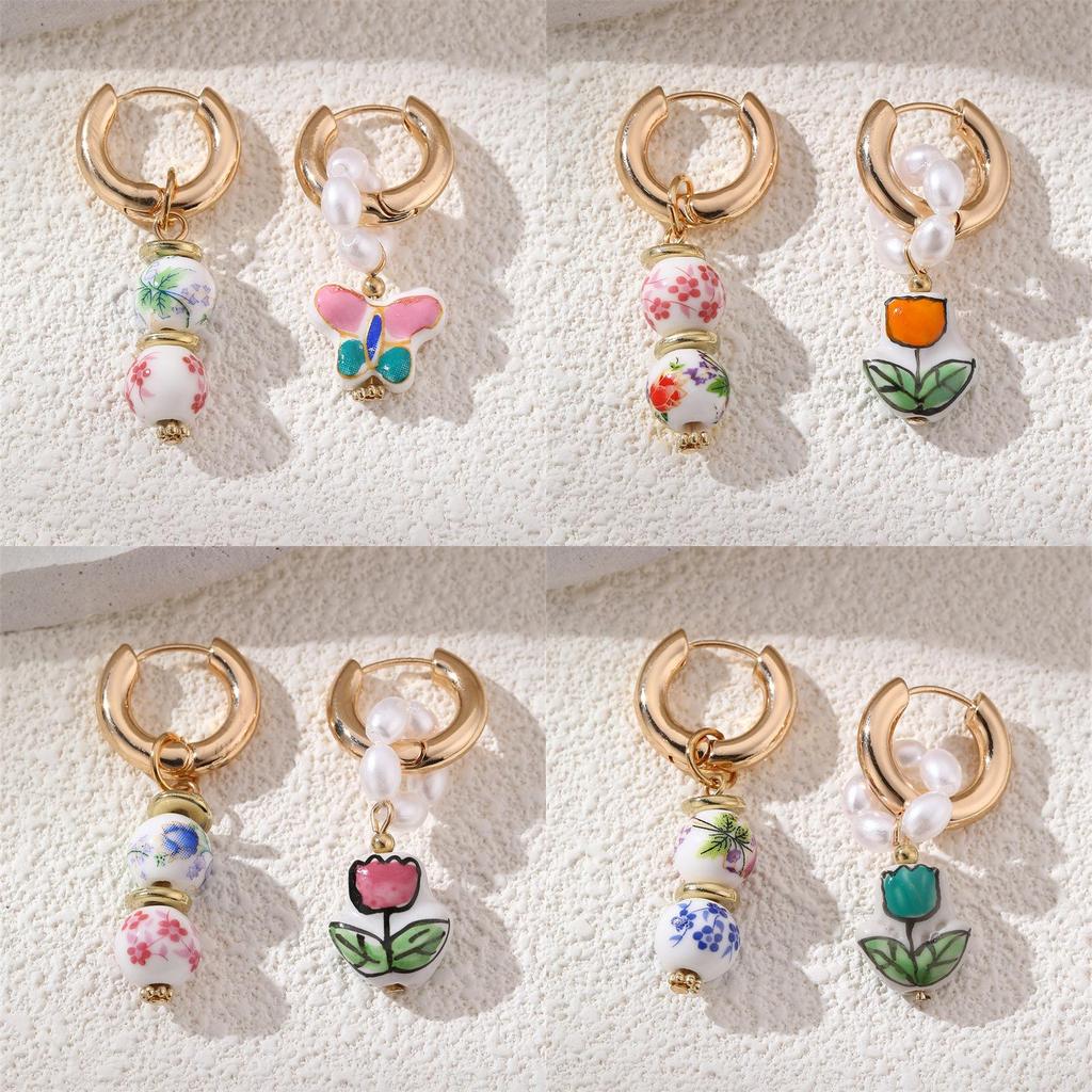 Included Geometric Pearl Drop Earrings For Women With Copper Material And Unique Shape