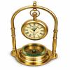 Brass Hanging Pocket Watch Clock with Compass, Nautical Desk Clock, Maritime Table Decor, Antique Style Brass