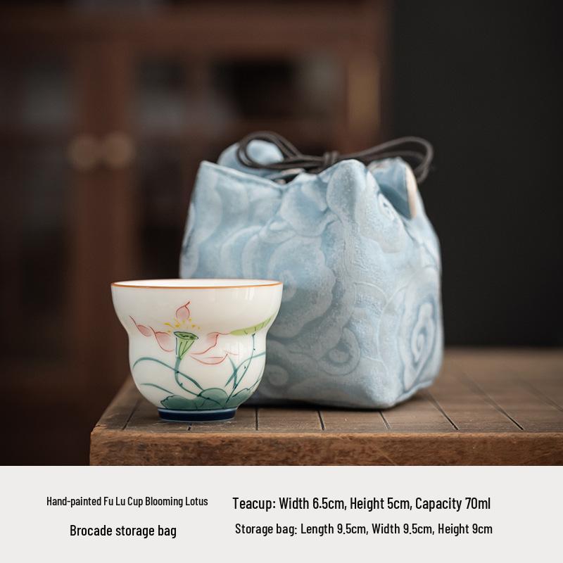 Hand-Painted Jade White Tea Cup Set - Kung Fu Style Porcelain with Gift Box