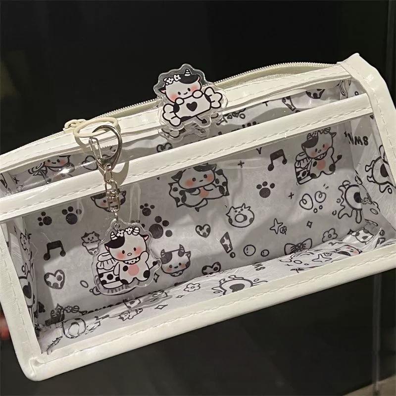 

Student Pencil Case High-Quality Transparent Stationery Box Double Layer Zipper Pencil Case Transparent For School Office Gift