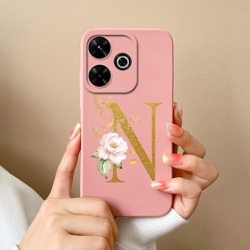 Elegant Case For Redmi 13 4G Personalized Letter Soft Liquid Silicone Protective Phone Cover For Xiaomi Redmi13 Shell Funda Capa