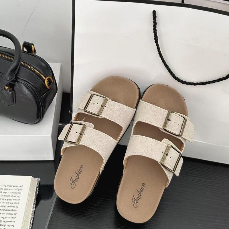 Fashion 2025 Comfortable Women's Cork Sandals Summer Outdoor Slippers Thick Bottom Beach Slippers