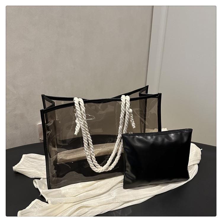 2025PVC transparent and simple summer new fashion commuter Korean version large capacity tote underarm shoulder bag