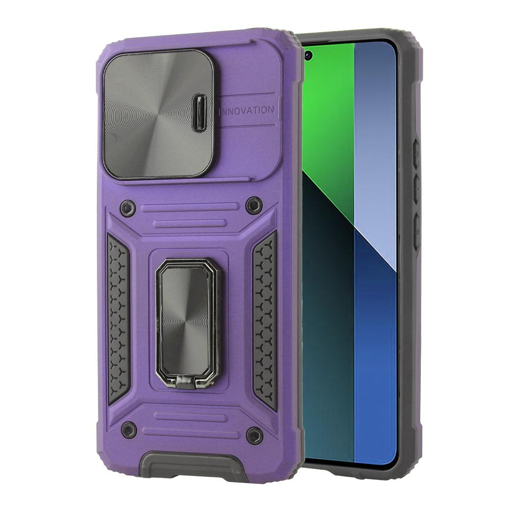 Armored Case for Xiaomi Redmi Note 13 Pro 5G, CamShield Slide, Purple + 9H Tempered Glass