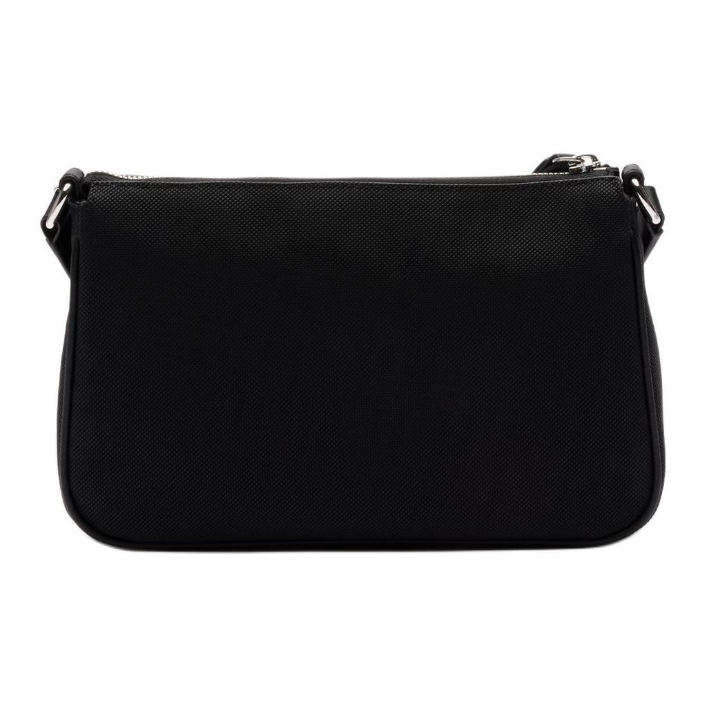 Lacoste Jednobarevná ležérní texturovaná potažená polyesterová taška přes rameno Crossbody Dámské tašky Černá NF4369DB-000