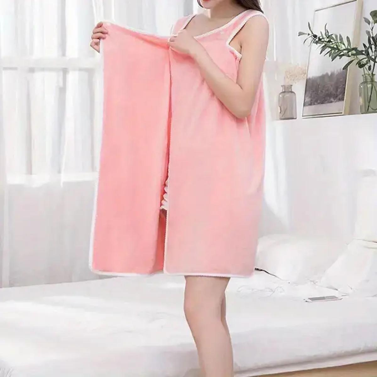 

1pc Wearable Bath Towel Bowknot Coral Velvet Bath Skirt For Adults Water Absorption Quick Drying Bath Towel No Hair Loss Bath Su розовый